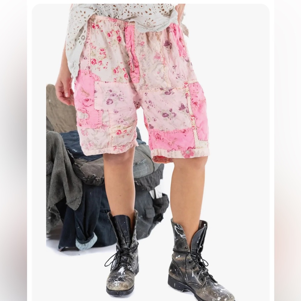 NWT Magnolia Pearl PATCHWORK COQUETTE BOXER Shorts NEVER WORN OS Kashmira pink